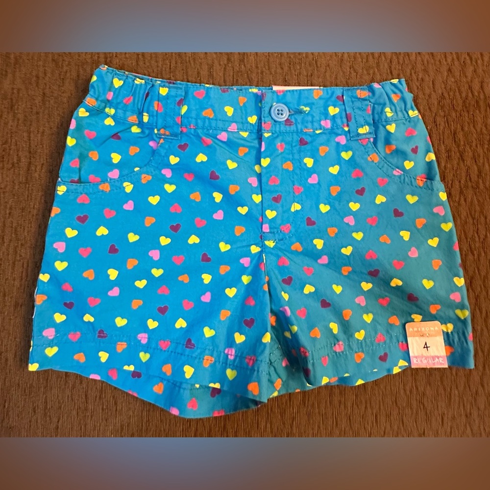 NWT Arizona Girls Adjustable Waist multi color Hearts Shorts